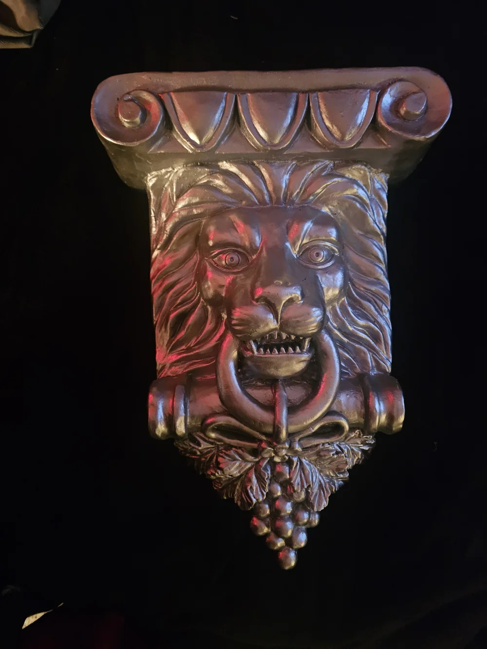 Ornate Lion Wall Shelf Bracket in Silver Finish